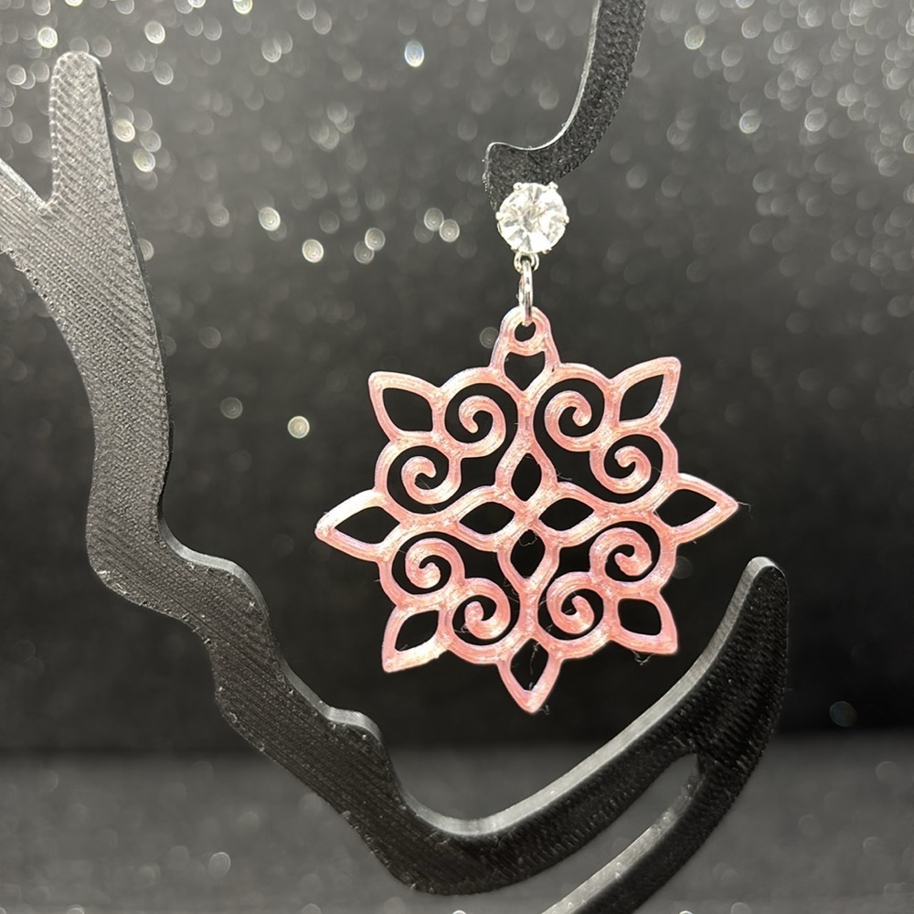 Pink and Blue Color Shift Swirl Earrings - Picture 5 of 6